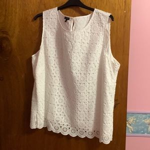 Talbots White Eyelet top, scalloped hem, gently used, lined, size 22W